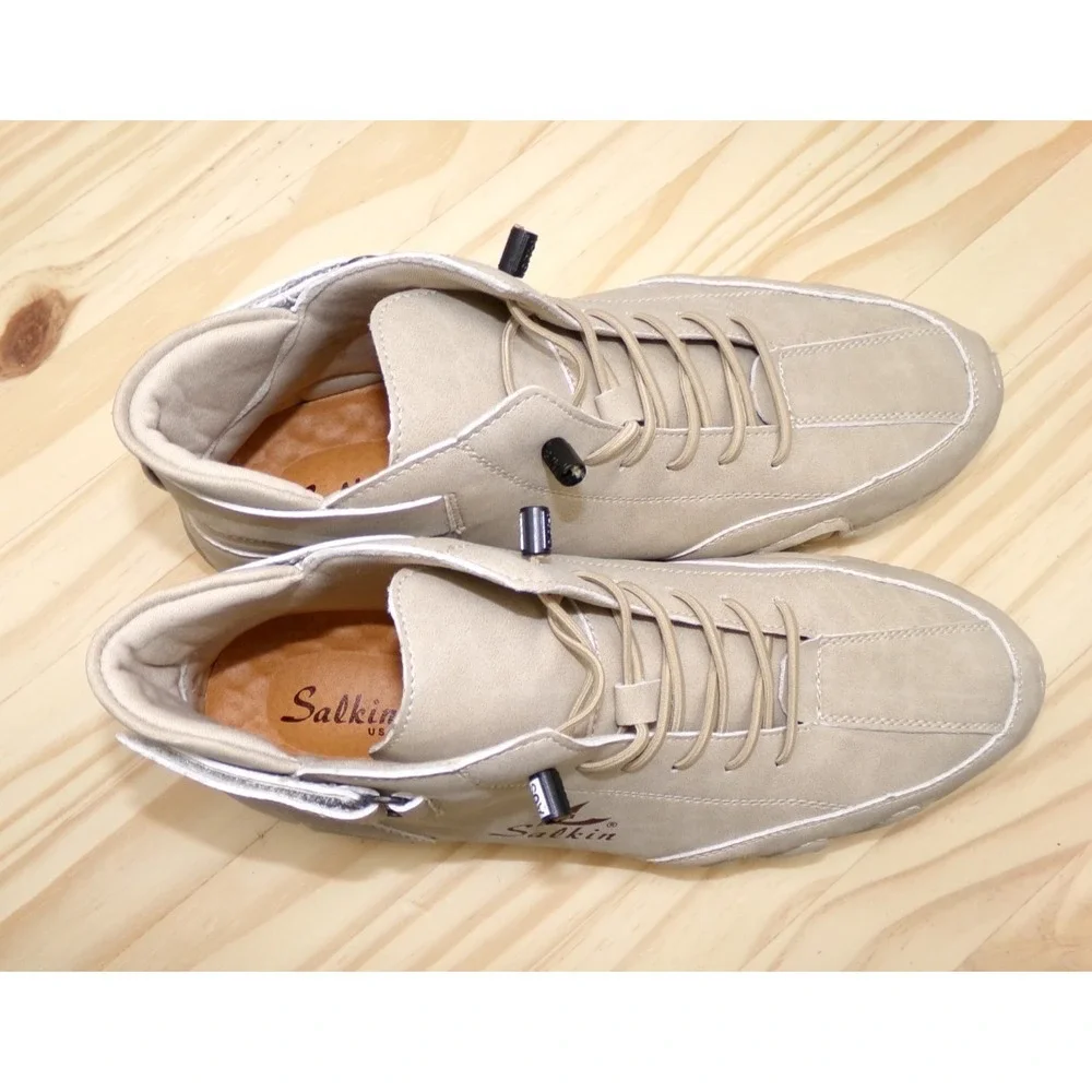 Salkin Minimalist Barefoot‎ Boots Mens Beige Size 40 Ankle Height Leather Adj.